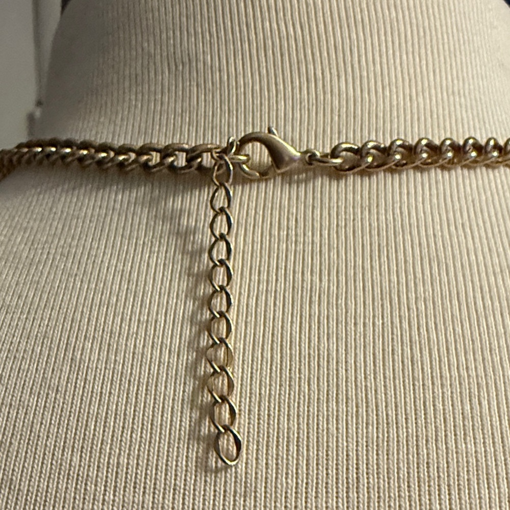 Vintage Gold-plated Pendant Fringe Necklace with Vintage Brown - Picture 7 of 9